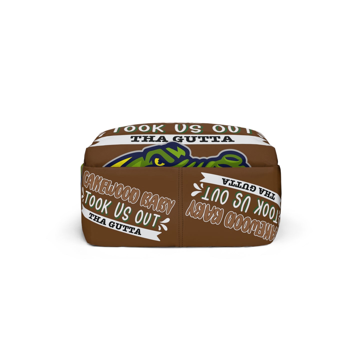 Brown Flawdawear Limited Edition OG Rich Daddy "Cakewood Baby Took Us Out Tha Gutta" Classic Backpack