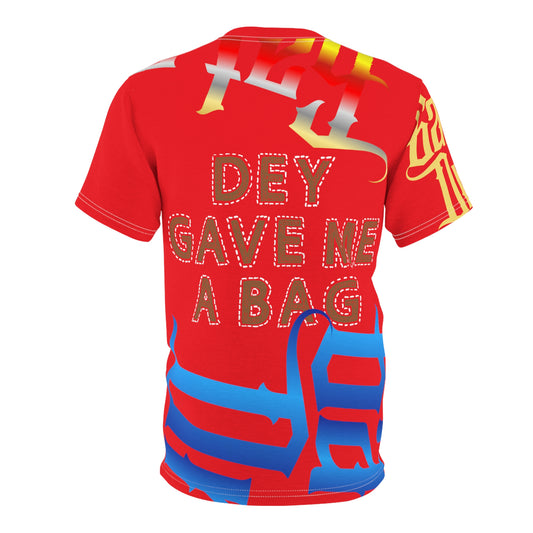 Red Gator Drip Exclusive Supa-Heavy Excess-Stunna Flex Alligator Playuz Limited Edition OG Multi-Logo Rich Daddy “Dey Gave Me A Bag" Unisex Cut & Sew Playuz Tee