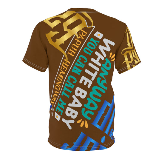 Brown Gator Drip Exclusive Supa-Heavy Excess-Stunna Flex Alligator Playuz Limited Edition OG Multi-Logo Rich Daddy “Anyway White Baby You Can Call Me Papuh Hemingway” Unisex Cut & Sew Playuz Tee