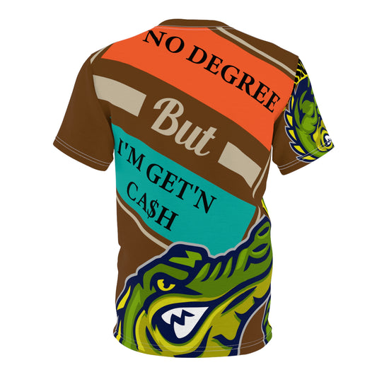 Brown Flawdawear Limited Edition OG Flawda Mane “No Degree But I’m Get’n Ca$h” Unisex Cut & Sew Playuz Tee