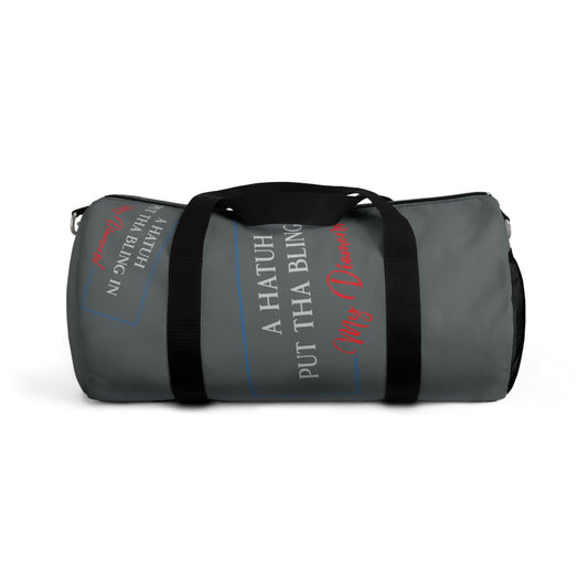 Dark Grey Flawdawear Limited Edition OG Rich Daddy “A Hatuh Put Tha Bling In My Diamond” Duffle Playuz Bag