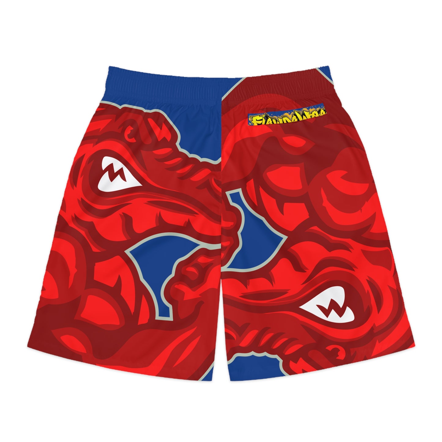 Blue/Red Flawdawear Limited Edition OG Flawda Mane “Ribs Cook’n N’ Men’s Jogguz Playuz Shorts