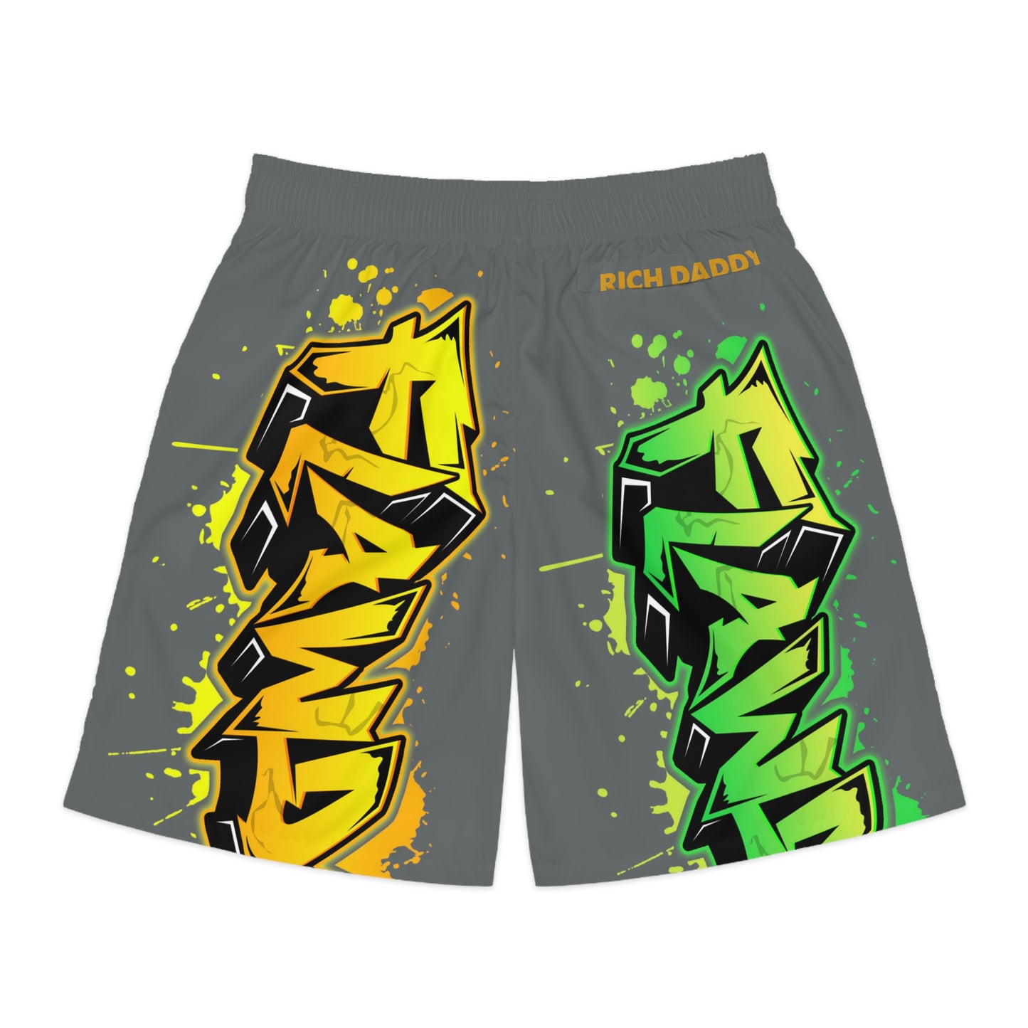 Dark Grey Flawdawear Limited Edition OG Rich Daddy “Rich Daddy AKA What U Tell’n ME?” Men’s Jogguz Playuz Shorts