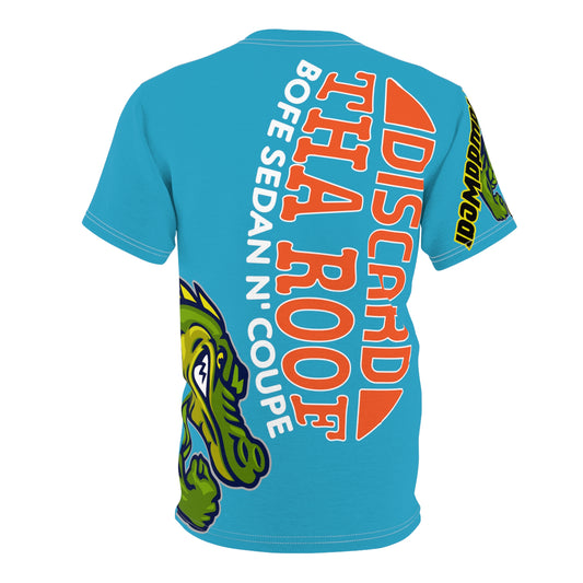 Turquoise Flawdawear Limited Edition OG Alligator Papuh Playuz “Discard Tha Roof Bofe Sedan N’ Coupe” Unisex Cut & Sew Playuz Tee