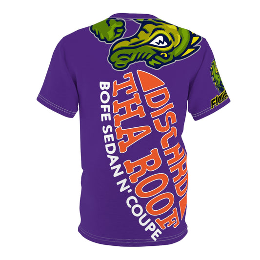 Purple Flawdawear Limited Edition OG Alligator Papuh Playuz “Discard Tha Roof Bofe Sedan N’ Coupe” Unisex Cut & Sew Playuz Tee