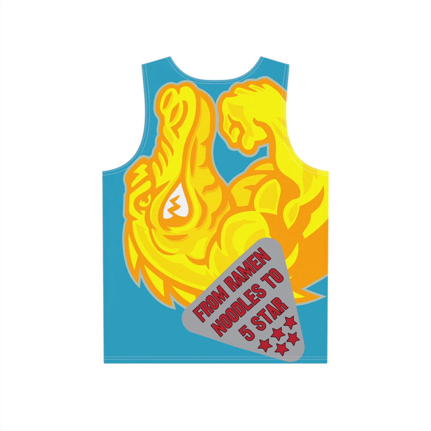 Turquoise/Yellow Flawdawear Limited Edition OG Flawda Mane “From Ramen Noodles To 5 Star” Men’s Tank Playuz Top