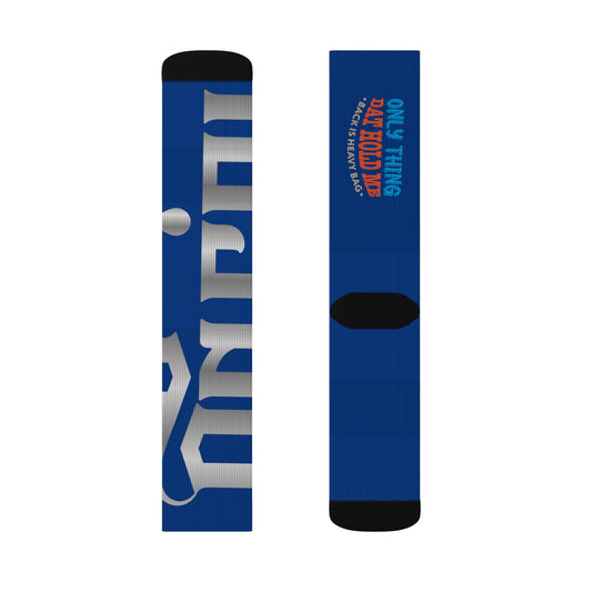 Dark Blue Gator Drip Supa-Heavy Excess-Stunna Hypa-Flex Limited Edition OG Rich Daddy “Only Thing Dat Hold Me Back Is Heavy Bag” Medium Playuz Socks