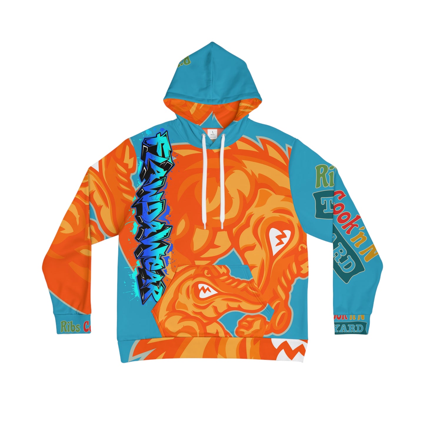 Turquoise/Orane Flawdawear Limited Edition OG Flawda Mane “Ribs Cook’n N’ Men's Playuz Hoodie