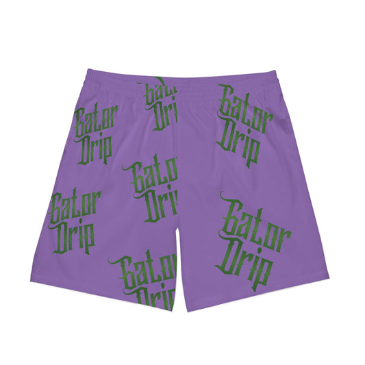 Light Purple Gator Drip Exclusive Supa-Heavy Excess-Stunna Hypa-Flex Limited Edition OG Rich Daddy "Joel Papuh Got Osteen Bags" Men's Elastic Beach Playuz Shorts