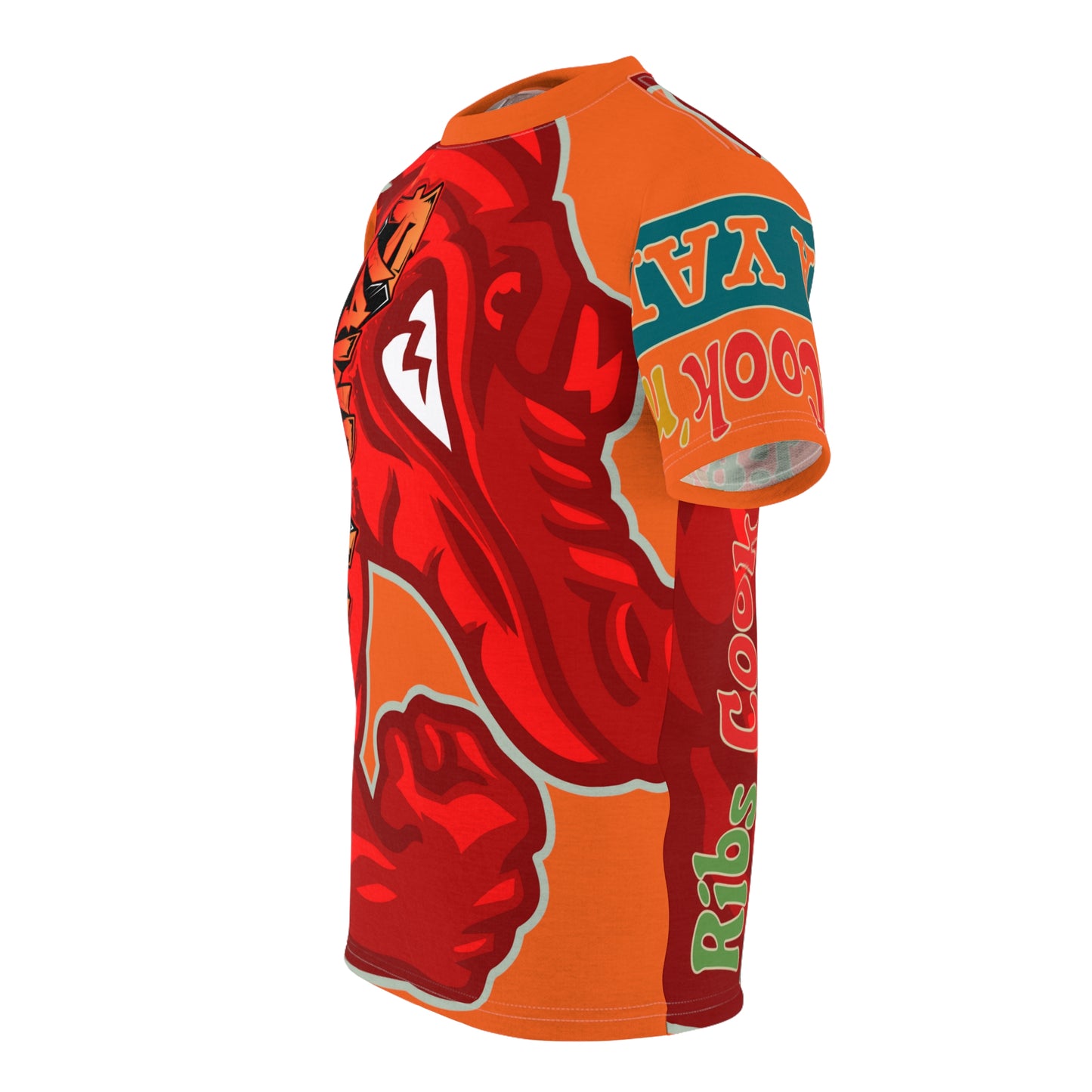 Orange/Red Flawdawear Limited Edition OG Flawda Mane “Ribs Cook’n N’ Tha Yard” Unisex Cut & Sew Playuz Tee