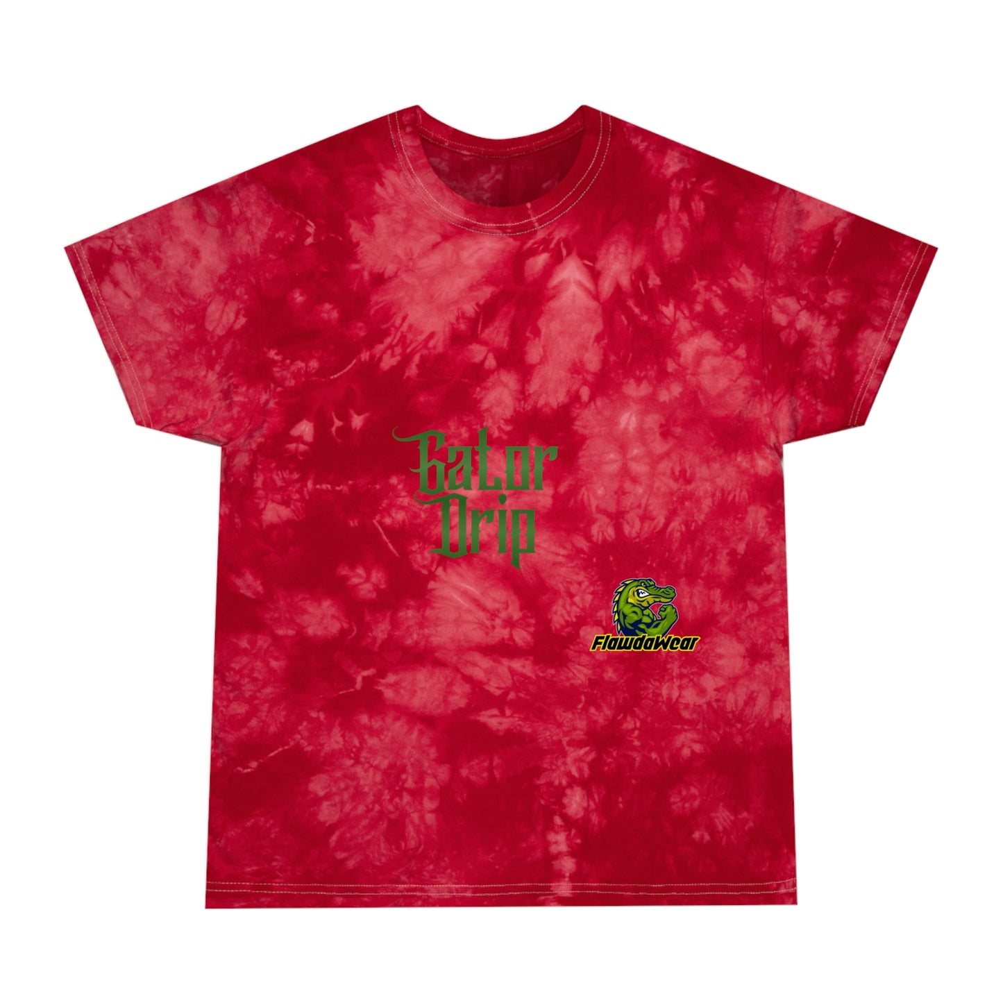 Tie-Dye Red Flawdawear x Gator Drip Supa-Heavy Excess-Stunna Hypa-Flex Limited Edition OG Alligator Playuz "Fut Wit Us Is A Classic" Unisex Playuz Tee