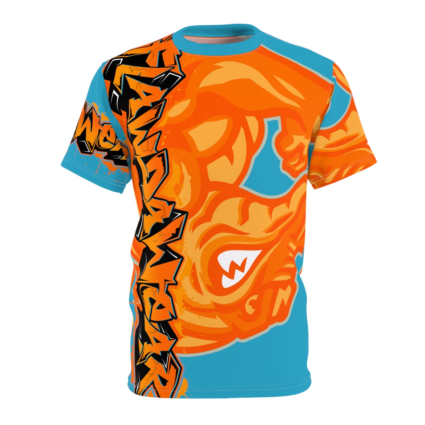 Turquoise/Orange Flawdawear Limited Edition OG Alligator Playuz “Flawda Mane Put Dat Smoke On You” Unisex Cut & Sew Playuz Tee