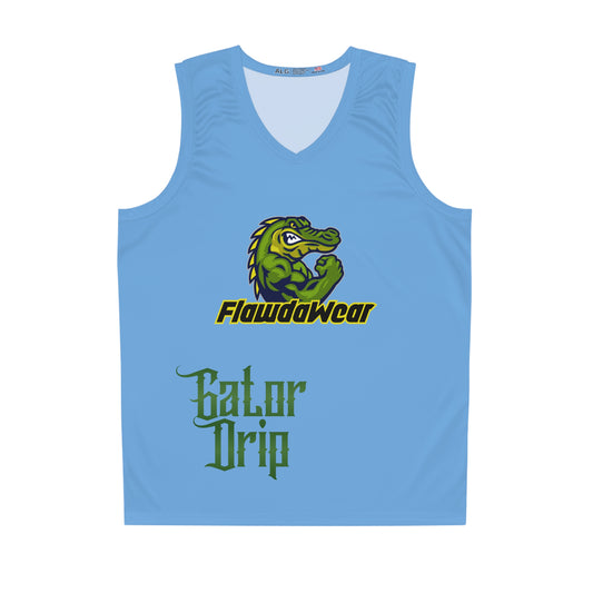 Light Blue Flawdawear x Gator Drip Pure-Flex "Fut Wit Us Is A Classic" Alligator Papuh Basketball Playuz Jersey