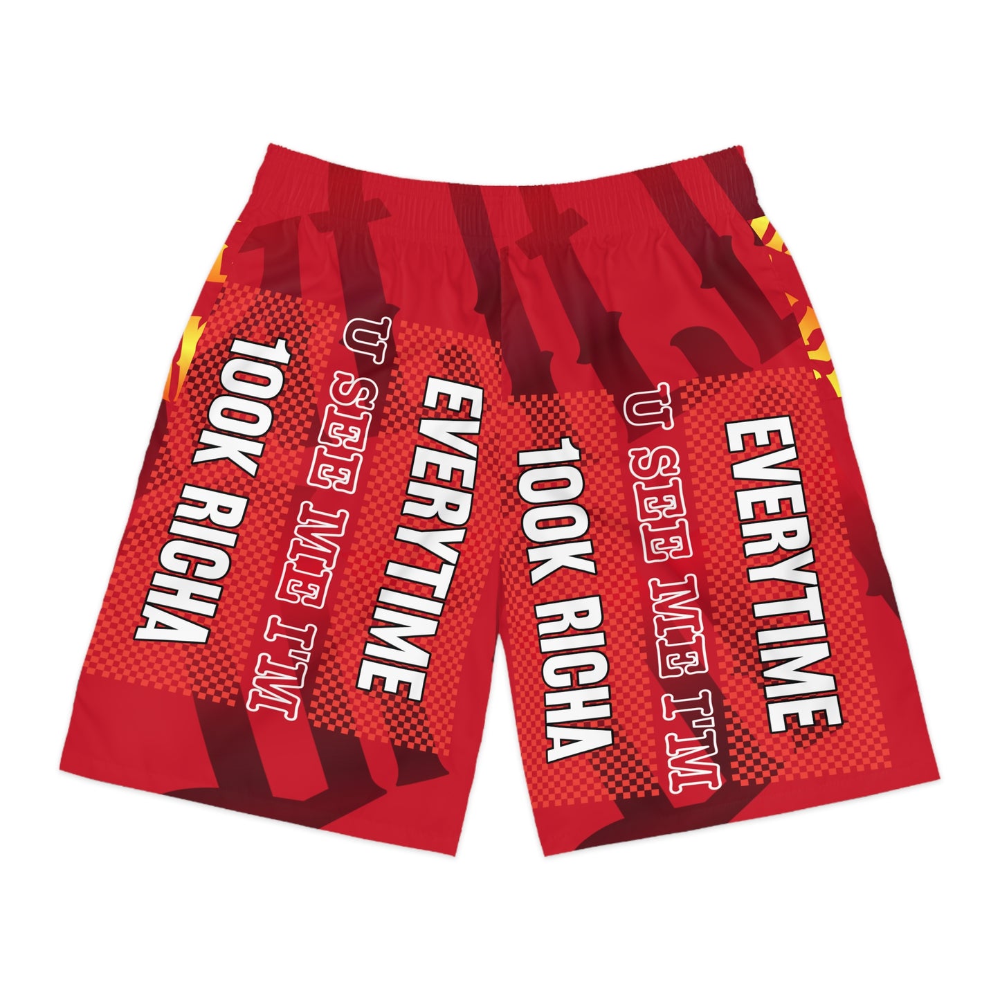 Red Gator Drip Exclusive Supa-Heavy Excess-Stunna Hypa-Flex Limited Edition OG Rich Daddy “Everytime U See Me I’m 100k Richa" Men’s Jogguz Playuz Shorts