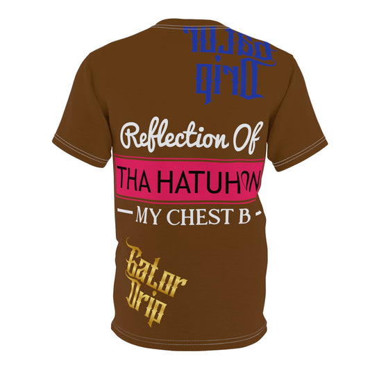 Brown Gator Drip Exclusive Supa-Heavy Excess-Stunna Flex Alligator Playuz Limited Edition OG Multi-Logo Rich Daddy “Reflection Of Tha Hatuh On My Chest B" Unisex Cut & Sew Playuz Tee