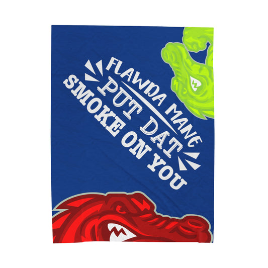 Dark Blue Flawdawear Limited Edition OG Alligator Playuz “Flawda Mane Put Dat Smoke On You” velveteen plush blanket