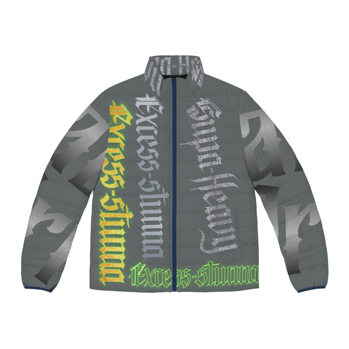 Dark Grey Gator Drip Exclusive Supa-Heavy Excess-Stunna Hypa-Flex Limited Edition OG “Excess-Stunna Collection” Men's Puffer Playuz Jacket