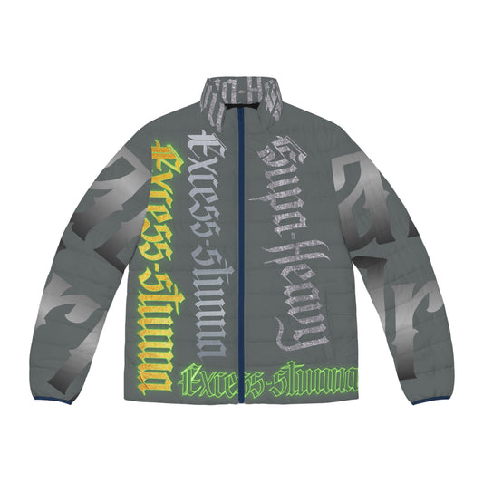 Dark Grey Gator Drip Exclusive Supa-Heavy Excess-Stunna Hypa-Flex Limited Edition OG “Excess-Stunna Collection” Men's Puffer Playuz Jacket