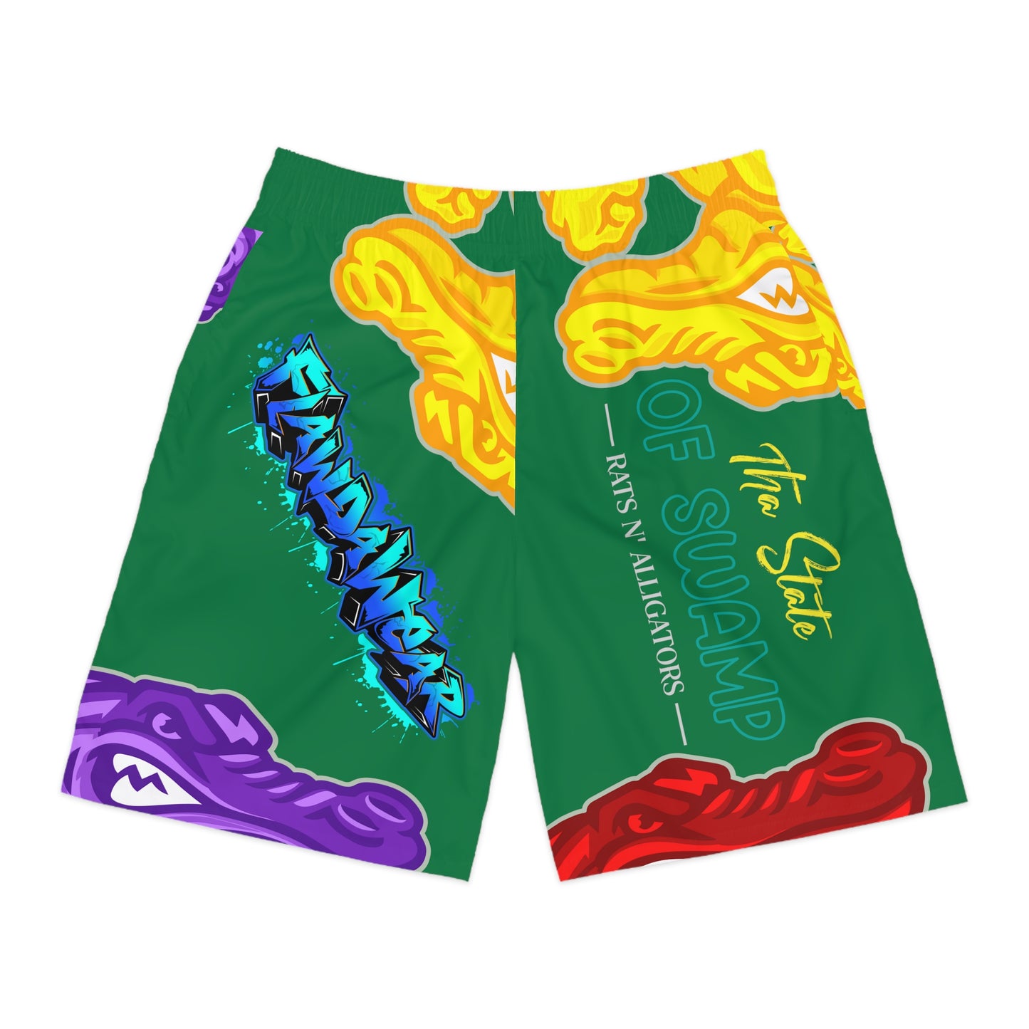 Dark Green Flawdawear Limited Edition OG Flawda Mane “Tha State Of Swamp Rats N’ Alligators” Men’s Jogguz Playuz Shorts
