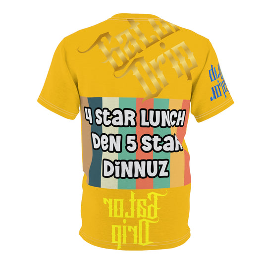 Yellow Gator Drip Exclusive Supa-Heavy Excess-Stunna Flex Alligator Playuz Limited Edition OG Multi-Logo Rich Daddy “4 Star Lunch Den 5 Star Dinnuz" Unisex Cut & Sew Playuz Tee