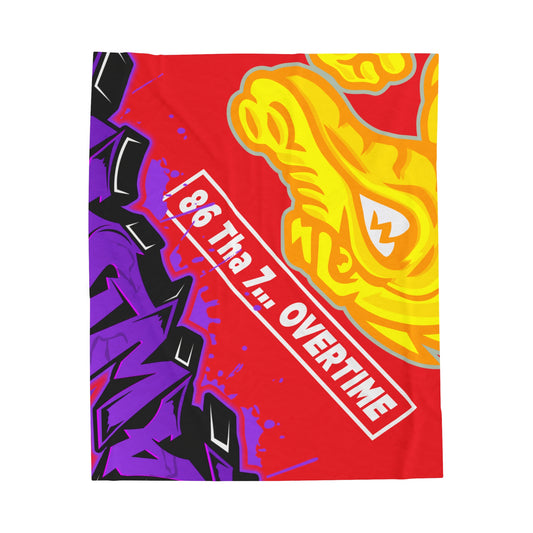 Red Flawdawear Limited Edition OG Alligator Playuz “86 Tha 7… OVERTIME” Velveteen Plush Playuz Blanket