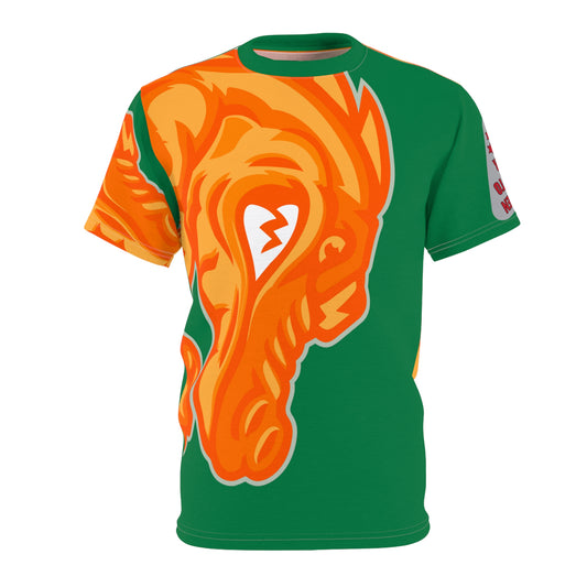 Green/Orange Flawdawear Limited Edition OG Flawda Mane “From Ramen Noodles To 5 Star” Unisex Cut & Sew Playuz Tee