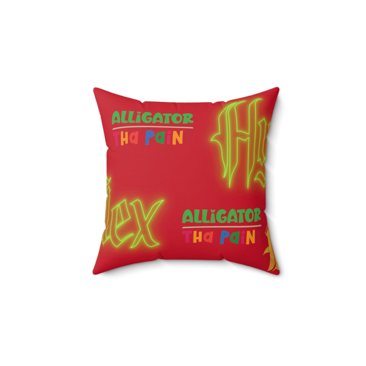 Dark Red Gator Drip Exclusive Supa-Heavy Excess-Stunna Hypa-Flex Limited Edition OG Alligator Playuz “Alligator Tha Paint” Spun Polyester Square Playuz Pillow