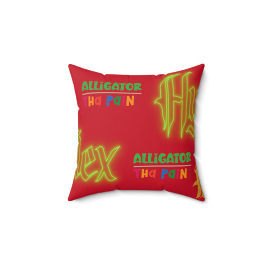 Dark Red Gator Drip Exclusive Supa-Heavy Excess-Stunna Hypa-Flex Limited Edition OG Alligator Playuz “Alligator Tha Paint” Spun Polyester Square Playuz Pillow