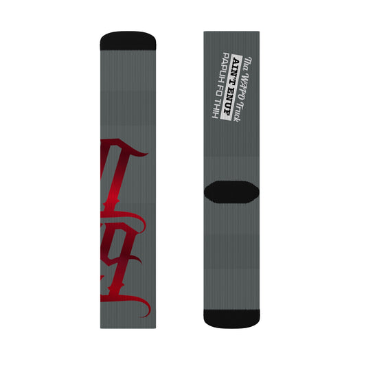 Dark Grey Gator Drip Supa-Heavy Excess-Stunna Hypa-Flex Limited Edition OG Rich Daddy “Tha WAPO Truck Ain’t Enuf Papuh Fo Thih” Medium Playuz Socks