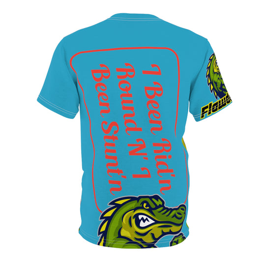 Turquoise Flawdawear Limited Edition OG Flawda Mane “I Been Rid’n Round N’ I Been Stunt’n” Unisex Cut & Sew Playuz Tee