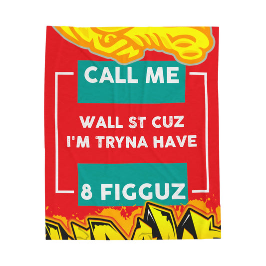 Red Flawdawear Limited Edition OG Flawda Mane “Call Me Wall St Cuz I’m Tryna Have 8 Figguz” Velveteen Plush Playuz Blanket