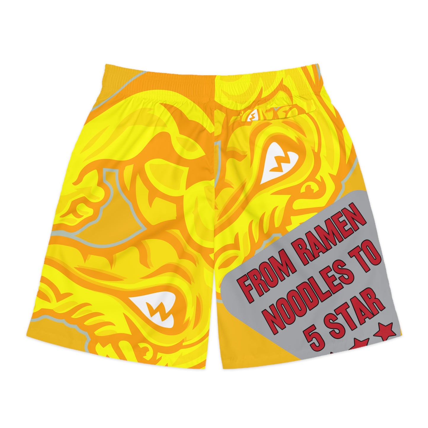 Yellow Flawdawear Limited Edition OG Flawda Mane “From Ramen Noodles To 5 Star” Men’s Jogguz Playuz Shorts
