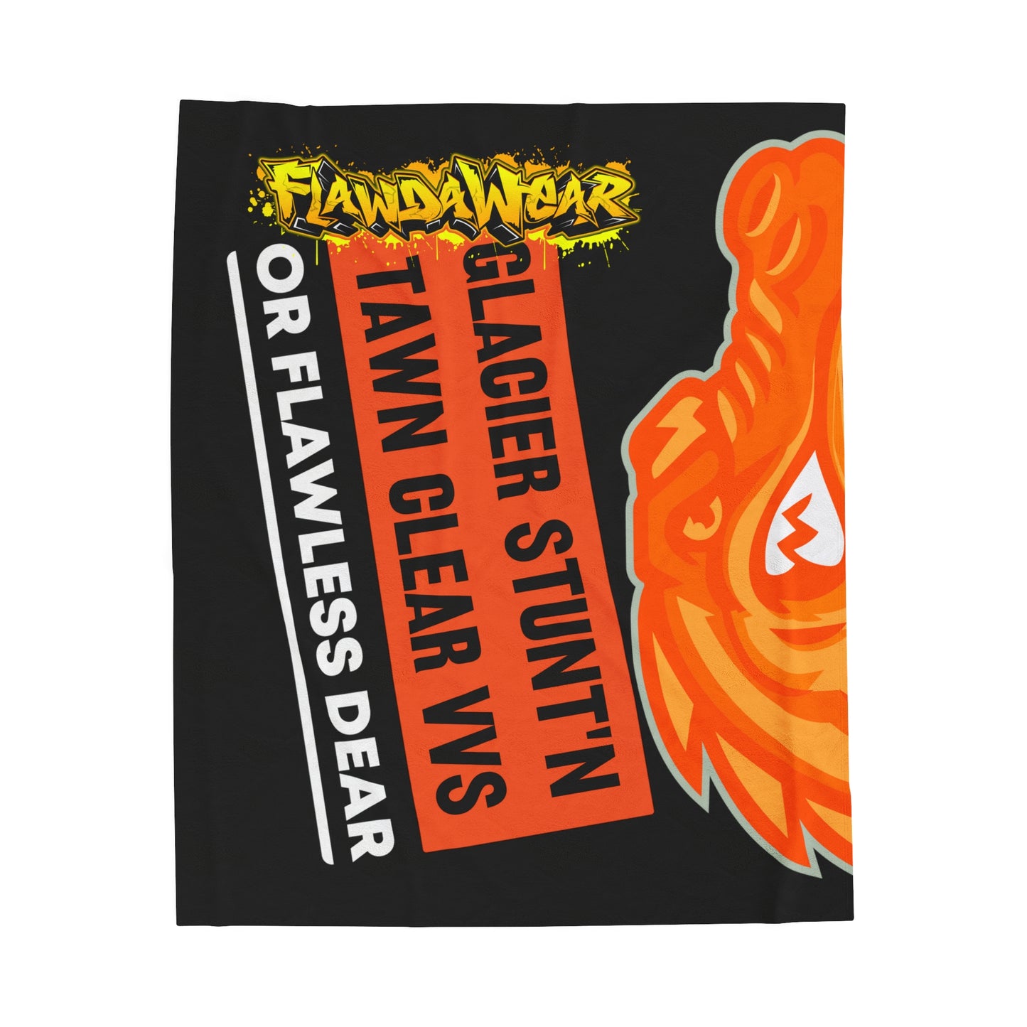 Black Flawdawear Limited Edition OG Flawda Mane “Glacier Stunt’n Tawn Clear VVS Or Flawless Dear” Velveteen Plush Playuz Blanket