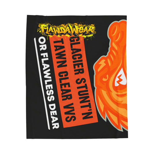 Black Flawdawear Limited Edition OG Flawda Mane “Glacier Stunt’n Tawn Clear VVS Or Flawless Dear” Velveteen Plush Playuz Blanket