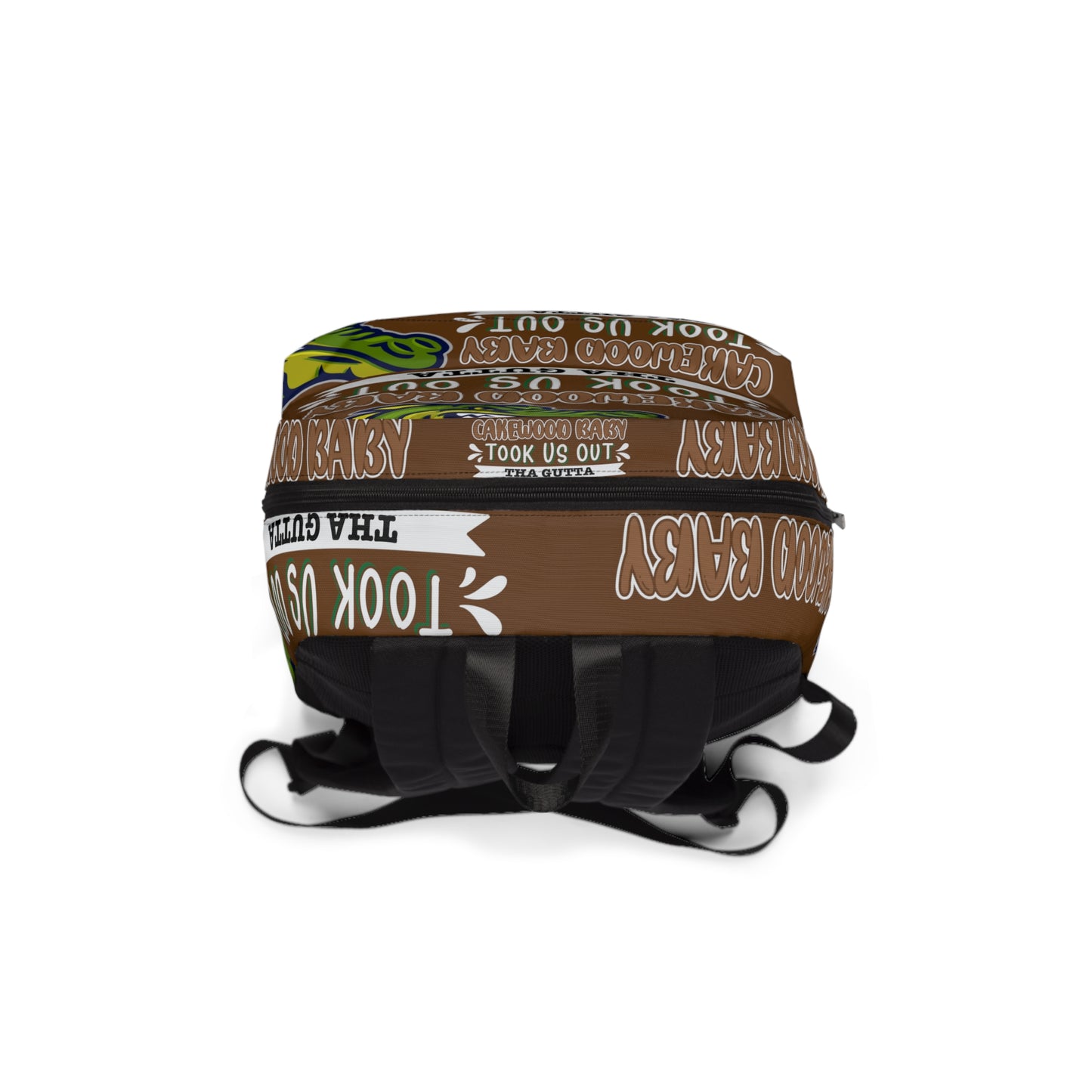 Brown Flawdawear Limited Edition OG Rich Daddy "Cakewood Baby Took Us Out Tha Gutta" Classic Backpack