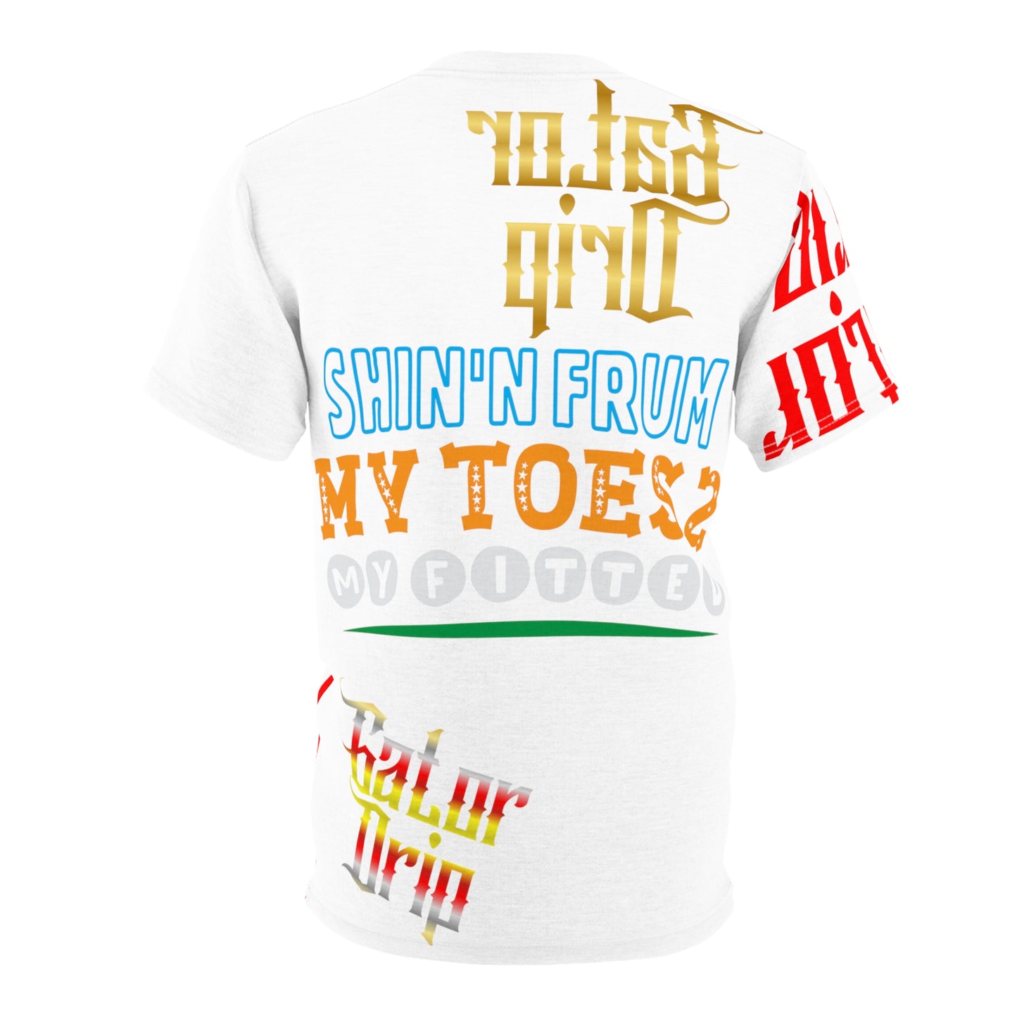 White Gator Drip Exclusive Supa-Heavy Excess-Stunna Flex Alligator Playuz Limited Edition OG Multi-Logo Rich Daddy “Shin’n Frum My Toes 2 My Fitted" Unisex Cut & Sew Playuz Tee