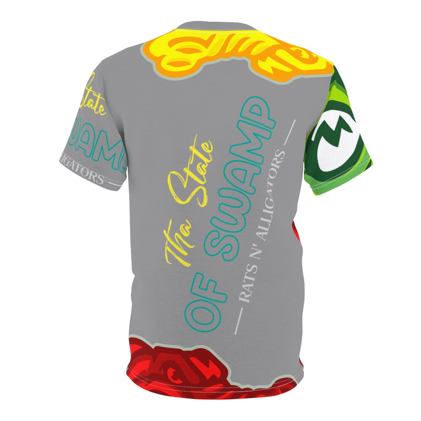 Grey Flawdawear Limited Edition OG Flawda Mane “Tha State Of Swamp Rats N’ Alligators” Unisex Cut & Sew Playuz Tee