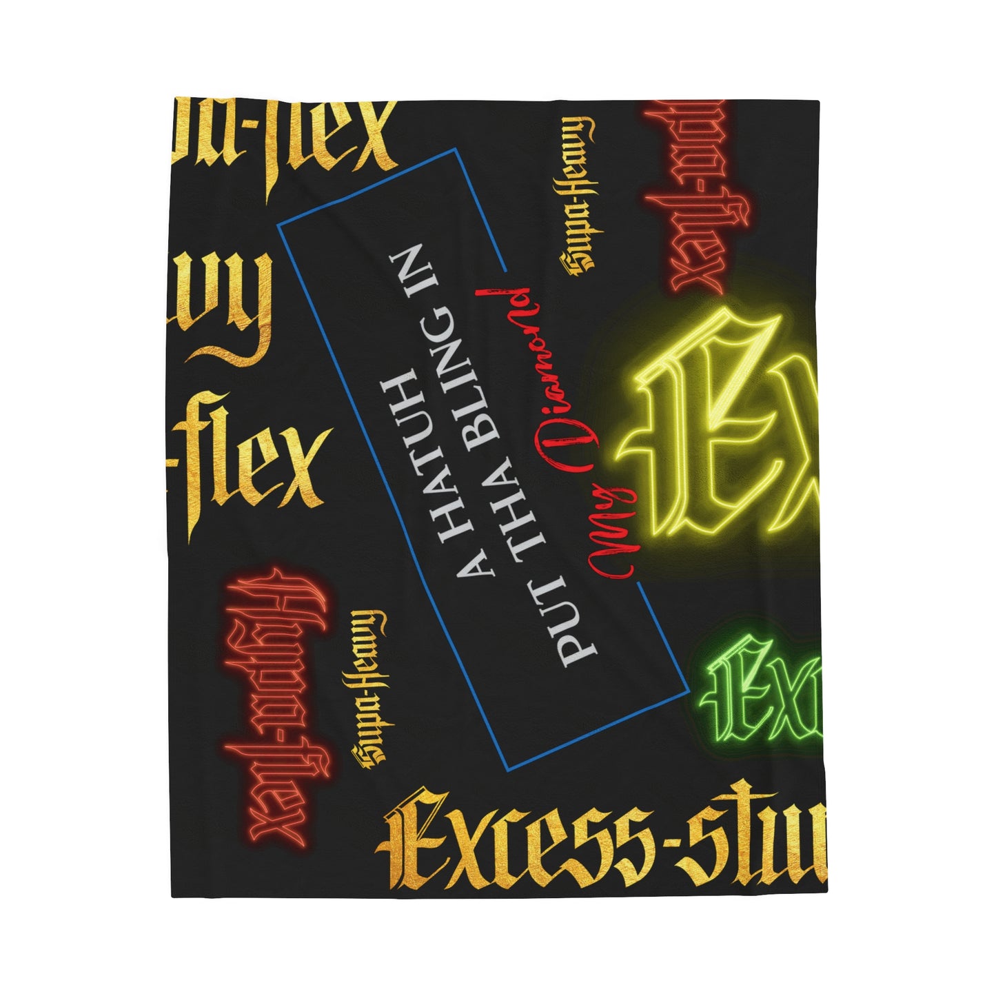 Black Gator Drip Exclusive Supa-Heavy Excess-Stunna Hypa-Flex Limited Edition OG Rich Daddy “A Hatuh Put Tha Bling In My Diamond” Velveteen Plush Playuz Blanket