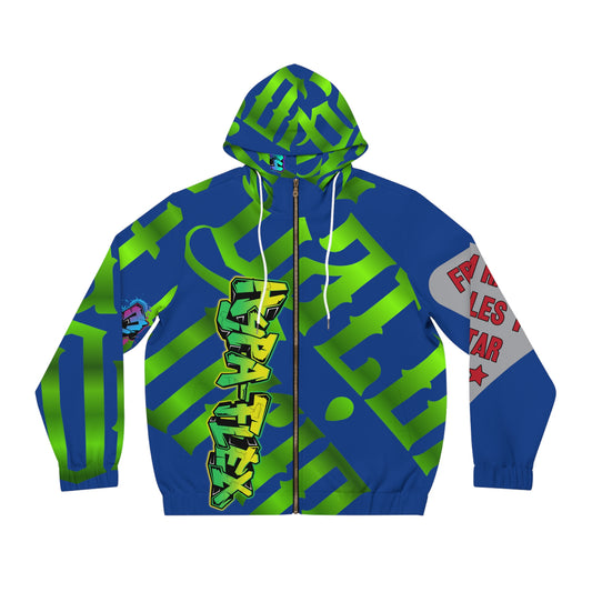Blue Gator Drip Exclusive Supa-Heavy Excess-Stunna Hypa-Flex Limited Edition OG Flawda Mane “From Ramen Noodles To 5 Star" Men’s Full Zip Playuz Hoodie