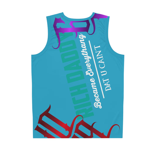 Turquoise Gator Drip Exclusive Supa-Heavy Excess-Stunna Flex Alligator Playuz Limited Edition OG Multi-Logo Rich Daddy “Rich Daddy Became Everythang Dat U Cain’t” Men’s Basketball Playuz Jersey