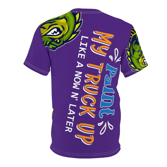 Purple Flawdawear Limited Edition OG Flawda Mane “Paint My Truck Up Like A Now N’ Later” Unisex Cut & Sew Playuz Tee