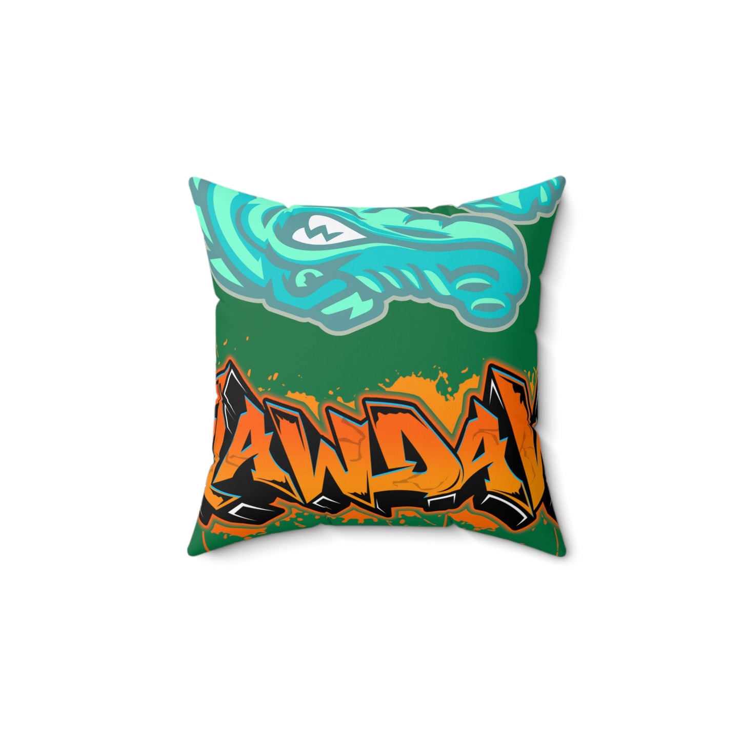 Dark Green Flawdawear Limited Edition OG Flawda Mane “Ribs Cook’n N’ Tha Yard” Spun Polyester Square Playuz Pillow