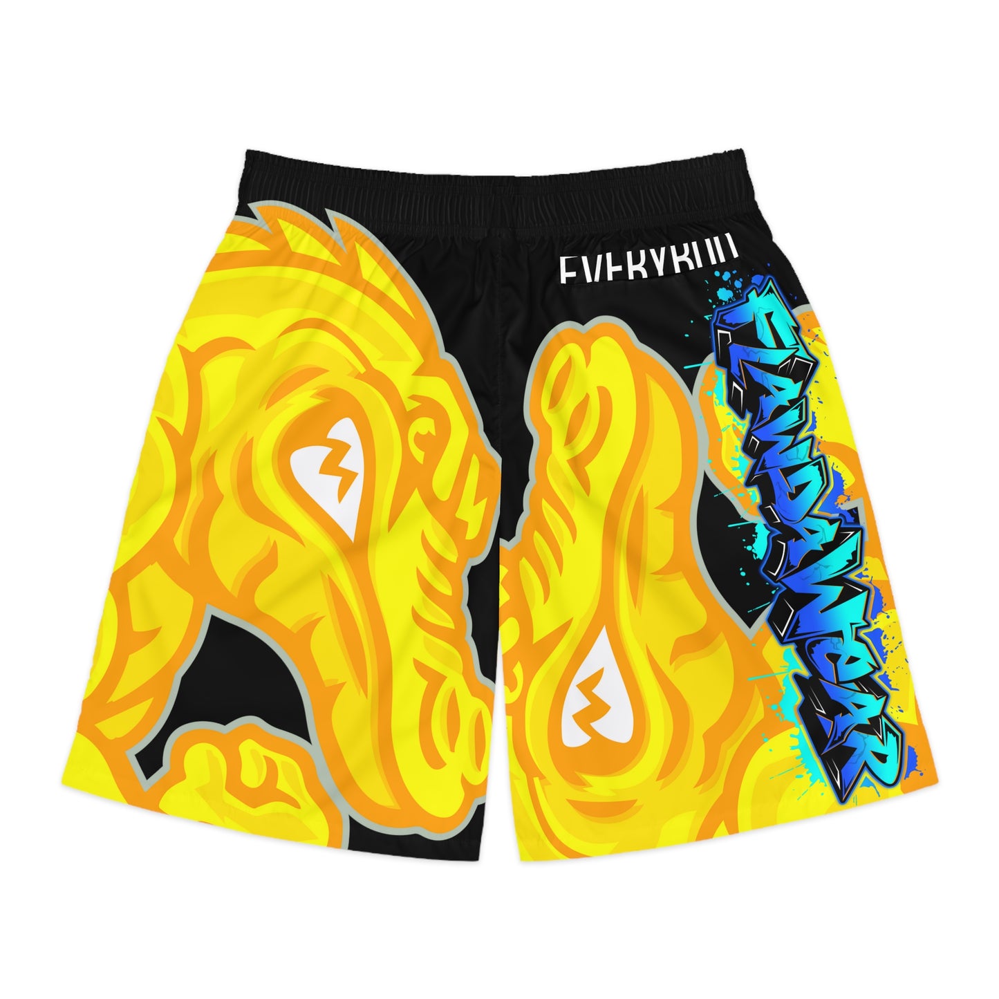 Black/Yellow Flawdawear Limited Edition OG Flawda Mane “Everybody Know Me” Men’s Jogguz Playuz Shorts
