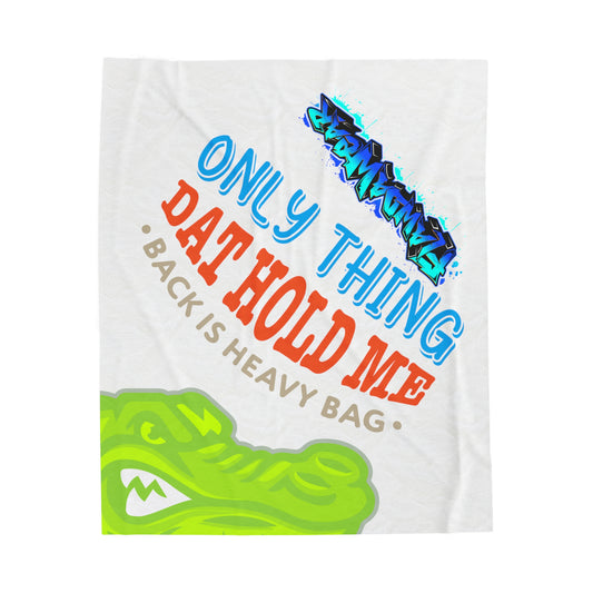 White Flawdawear Limited Edition OG Rich Daddy “Only Thing Dat Hold Me Back Is Heavy Bag” Velveteen Plush Playuz Blanket