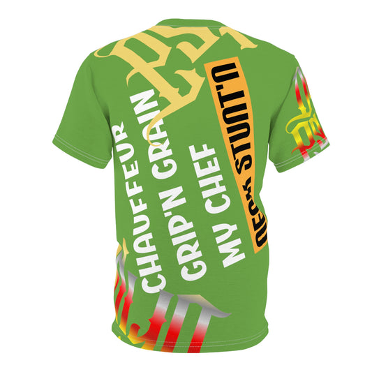 Green Gator Drip Exclusive Supa-Heavy Excess-Stunna Flex Alligator Playuz Limited Edition OG Multi-Logo Rich Daddy “Chauffeur Grip’n Grain My Chef Neck Stunt’n” Unisex Cut & Sew Playuz Tee