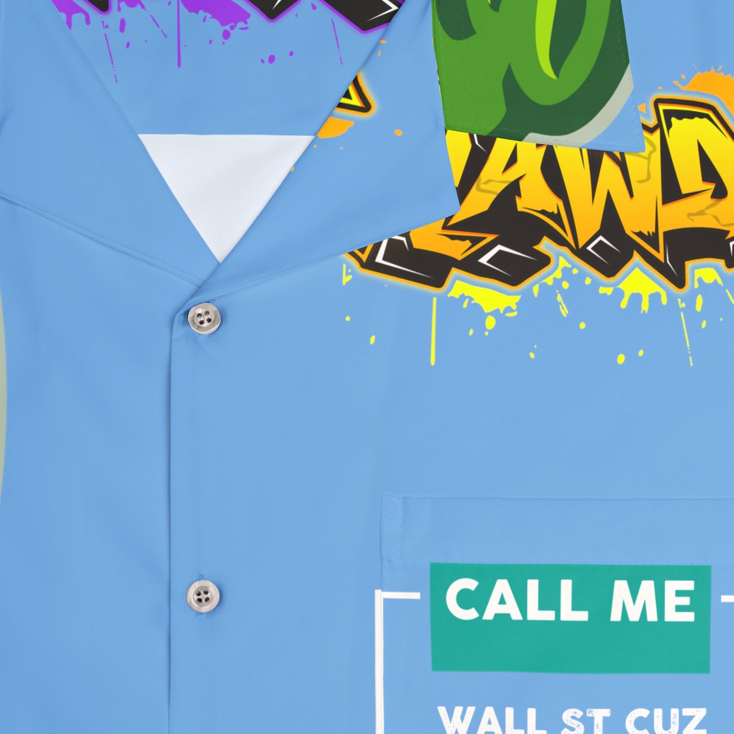 Light Blue Flawdawear Limited Edition OG Flawda Mane “Call Me Wall St Cuz I’m Tryna Have 8 Figguz” Men’s Hawaiian Playuz Shirt