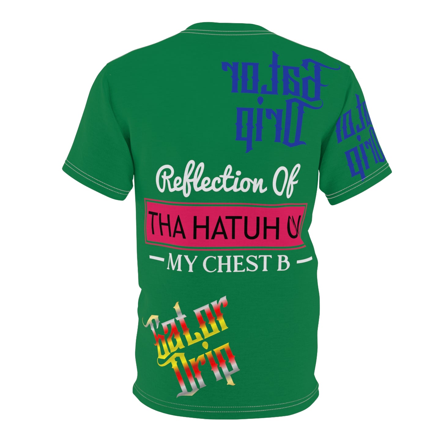 Dark Green Gator Drip Exclusive Supa-Heavy Excess-Stunna Flex Alligator Playuz Limited Edition OG Multi-Logo Rich Daddy “Reflection Of Tha Hatuh On My Chest B" Unisex Cut & Sew Playuz Tee