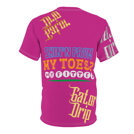 Pink Gator Drip Exclusive Supa-Heavy Excess-Stunna Flex Alligator Playuz Limited Edition OG Multi-Logo Rich Daddy “Shin’n Frum My Toes 2 My Fitted" Unisex Cut & Sew Playuz Tee