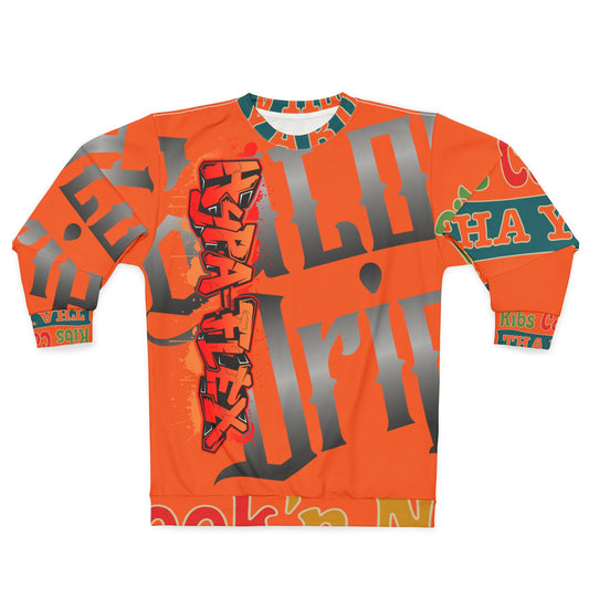 Orange Gator Drip Exclusive Supa-Heavy Excess-Stunna Hypa-Flex Limited Edition OG Flawda Mane “Ribs Cook’n N’ Tha Yard” Unisex Playuz Sweatshirt