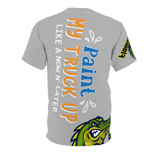 Light Grey Flawdawear Limited Edition OG Flawda Mane “Paint My Truck Up Like A Now N’ Later” Unisex Cut & Sew Playuz Tee